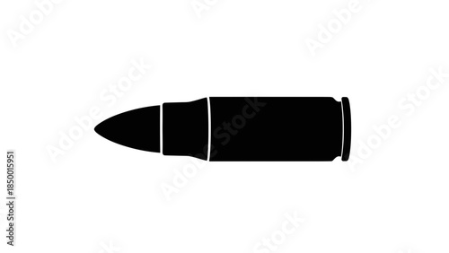 Single black bullet on white background.