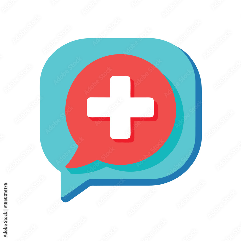 Fototapeta premium Medical Consultation Chat Bubble with Cross Symbol