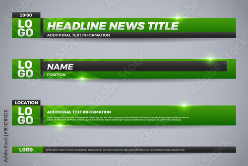 set green broadcast lower third overlay for business channel