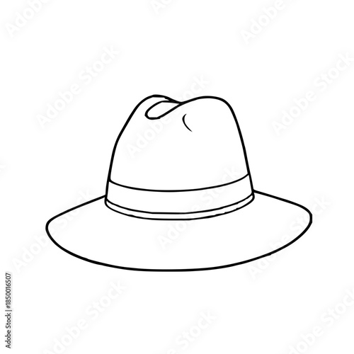 Line art fedora hat icon in minimalist outline style