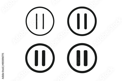 Collection of four pause icons in a circle, representing media control and stopping playback