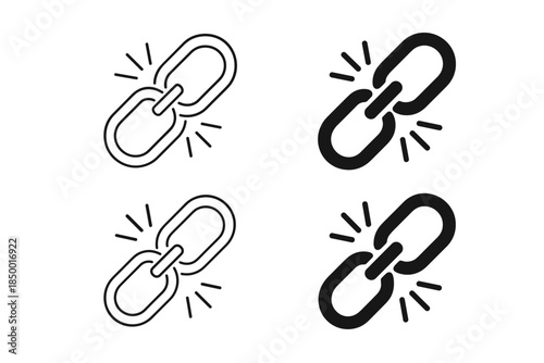 Broken chain link icons symbolizing disconnection, error, or broken connection
