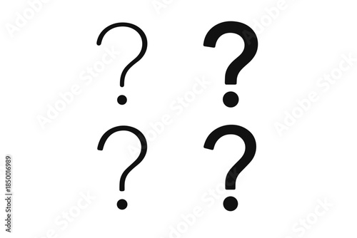 Four black question marks arranged in a two-by-two grid on a white background