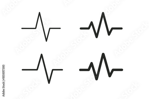 Set of four electrocardiogram ecg heart pulse line icons on a white background