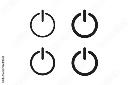Set of four power buttons, simple icons for start, stop, and on/off functions