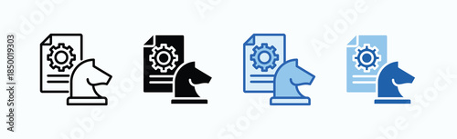 Data Strategy Icon Sheet Multiple Style Collection Isolated Vector