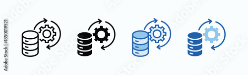 Data Processing Icon Sheet Multiple Style Collection Isolated Vector