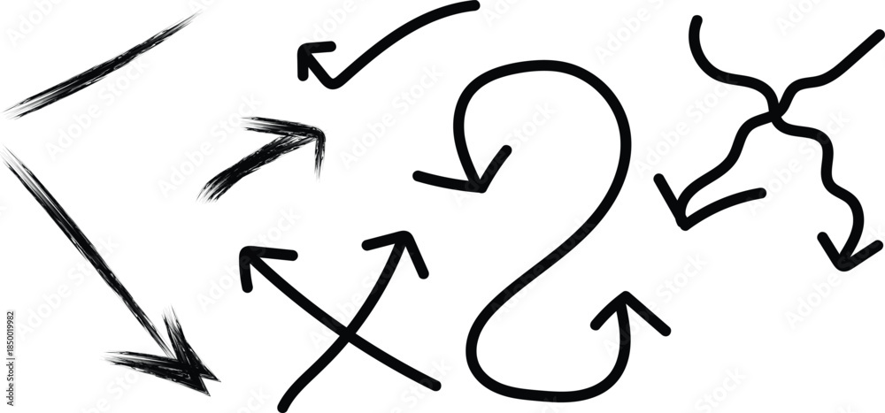 Obraz premium A collection of hand drawn arrows in various directions and styles