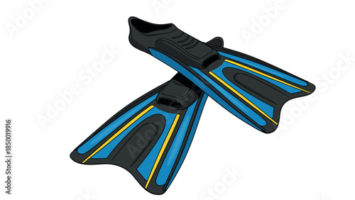 Colorful swim fins on white background - perfect for diving and snorkeling adventures