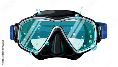 Realistic diving mask with water bubbles: ocean adventure gear