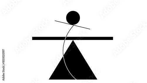 Stick figure balancing on seesaw illustration.