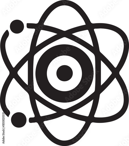 Atom Silhouette Icon: Nuclear Physics, Science Education
