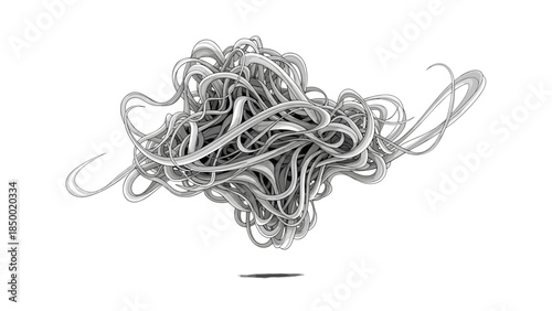 Tangled Fishing Hooks and Twine Closeup.