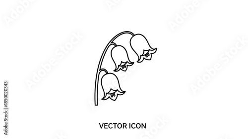 Three Bell Shaped Flowers Vector Illustration.