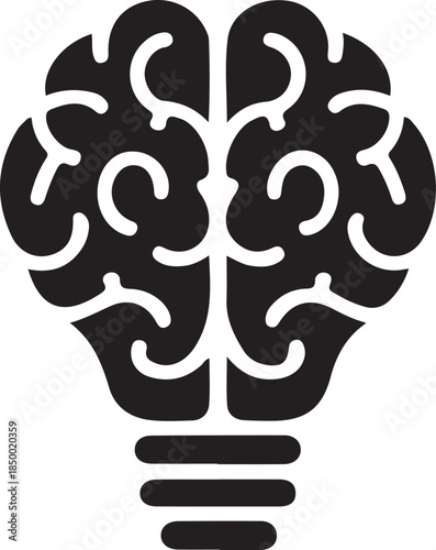 Brain Light Bulb Icon: Creative Intelligence,
