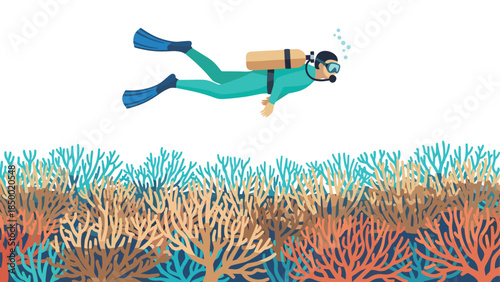Scuba diver exploring vibrant coral reef underwater adventure