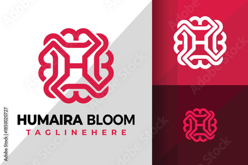 Letter H Bloom Ornament Logo Logos Design Element Stock Vector Illustration