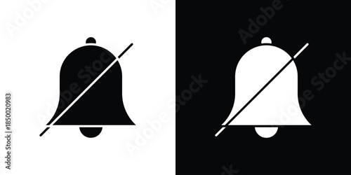 Notification off icon, silhouette pictogram. black icon set