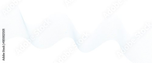 Abstract white blue blend digital wave line technology transparent background. Minimal carve wavy white and blue flowing wave lines and glowing moving lines. Futuristic sound wave lines background.