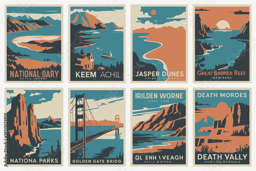 Vintage Travel Posters National Parks America Landmarks Tourist Attractions