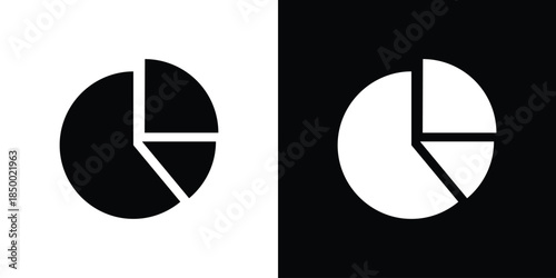 Pie chart icon, silhouette pictogram. black icon set