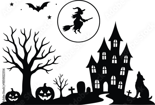 halloween background with pumpkin and bats