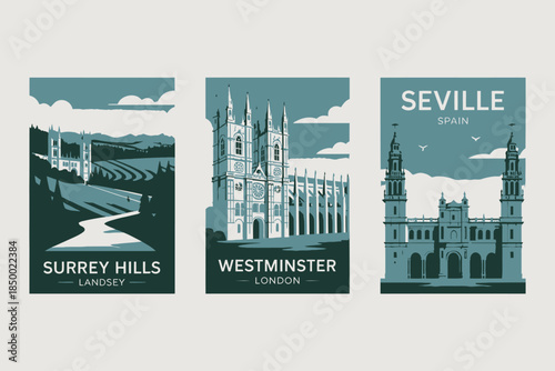 set of vector images of city landmarks