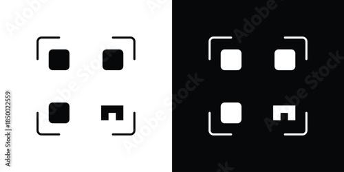 QR code icon, silhouette pictogram. black icon set