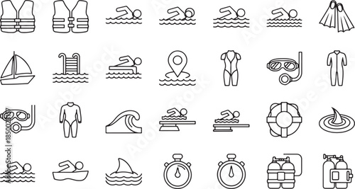 Water Sports and Swimming Icons Collection vector illustration