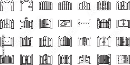 Gate and Fence Icons Collection entrance barrier