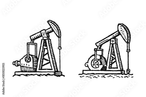 Oil Pump Jack Illustration - Industrial Pumping Equipment