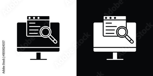 Search online icon, silhouette pictogram. black icon set