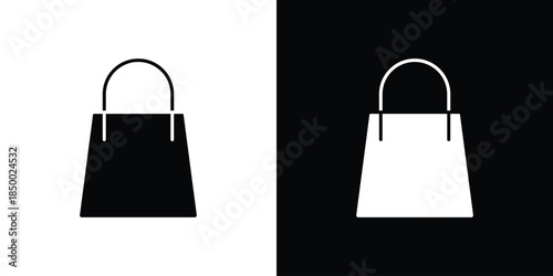 Shopping bag icon, silhouette pictogram. black icon set