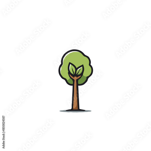 Stylized tree with youthful green foliage symbolizing growth and eco-consciousness a symbol of