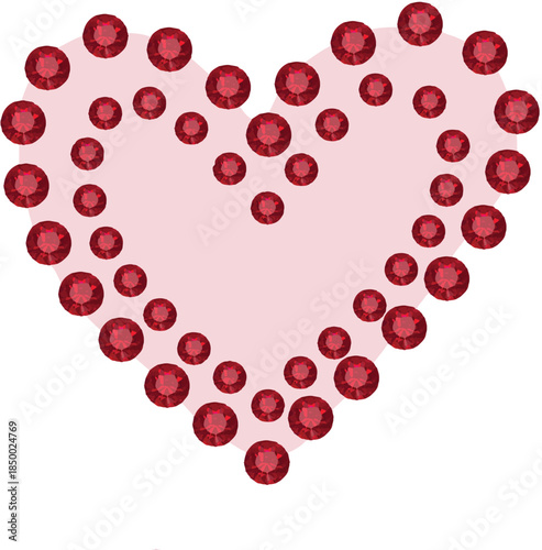 vintage vector heart with rhinestone illustration love retro pink red love heart rhinestone 