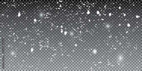Snowfall Background With Soft White Snowflakes On Transparent. Vector Illustration.