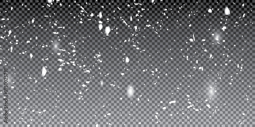 Snowfall Background With Soft White Snowflakes On Transparent. Vector Cold Weather Atmosphere, Vector Illustration