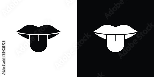 Tongue icon, silhouette pictogram. black icon set
