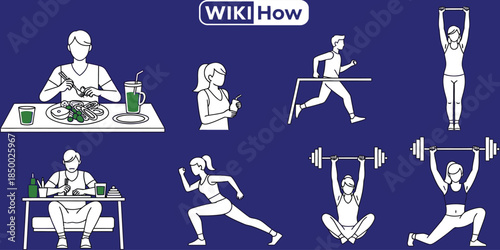 Healthy Lifestyle Guide WikiHow Style Vector Illustration