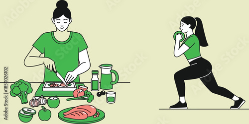 Healthy Lifestyle Guide WikiHow Style Vector Illustration