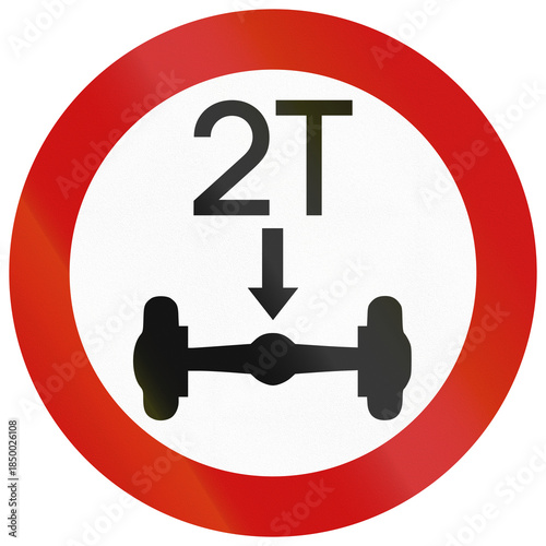 Tableau sur toile Road sign used in Greece - No vehicles having a weight exceeding 2 tons on one a