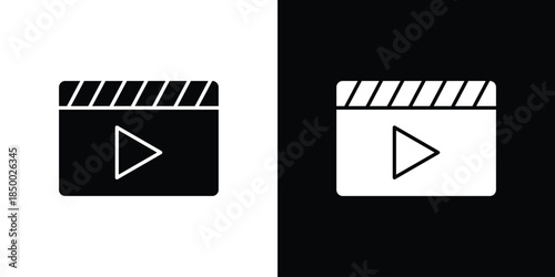 Video icon, silhouette pictogram. black icon set