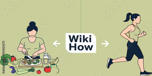 Healthy Lifestyle Guide WikiHow Style Vector Illustration