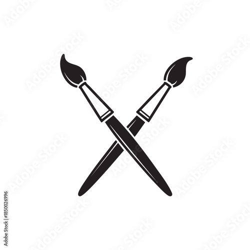 Artistic Paintbrushes Crossing in a Creative Design