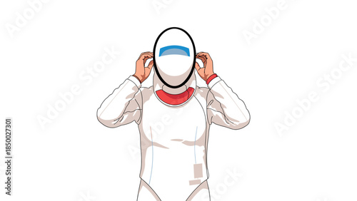 Colorful astronaut concept art in white spacesuit on minimalist background