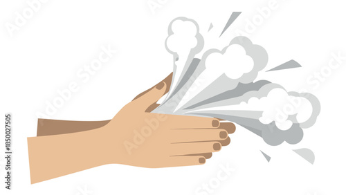 Cartoon hands clapping with applause effects and motion lines