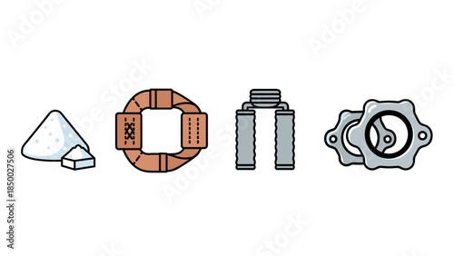 Fitness and relaxation icons: yoga, meditation, calisthenics, wellness essentials