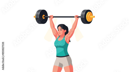 Woman lifting barbell in gym workout