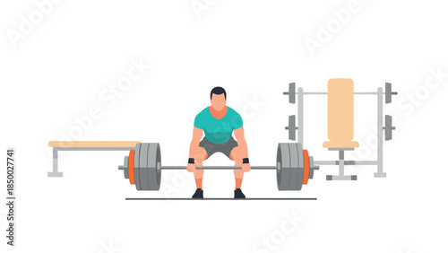 Man lifting weights in gym with equipment in background