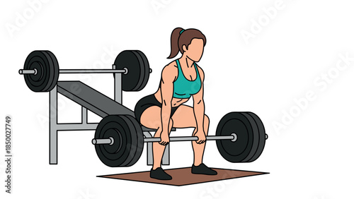 Female weightlifting exercise: woman lifting weights in a gym bench setting